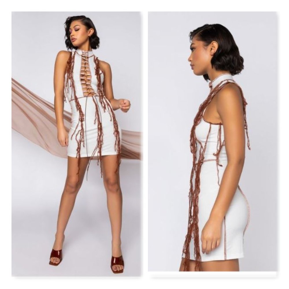 Mock Neck Contrast Dress